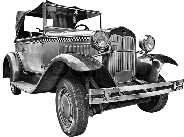 Vintage car in black and white